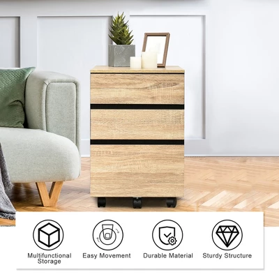 Costway 3-Drawer Mobile File Cabinet Vertical Filling Cabinet For Home Office - Image 2