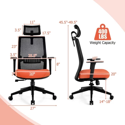 Costway Mesh Office Chair Big Tall Ergonomic Executive Chair Height Adjustable 400 Lbs - Image 2