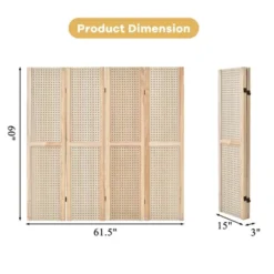 Costway 4-Panel Pegboard Display 5' Tall Folding Privacy Screen Craft Display