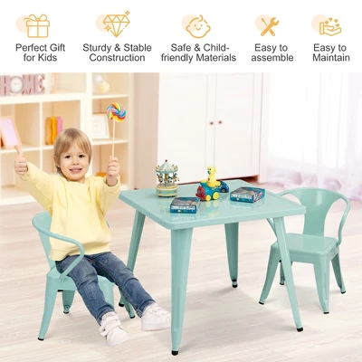 Costway Kids Steel 27'' Square Table Children Play Learn Activity Table Indoor Outdoor - Image 7