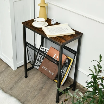 Costway 2PCS Narrow End Table With Holder Sling Industrial Accent Console Table - Image 3