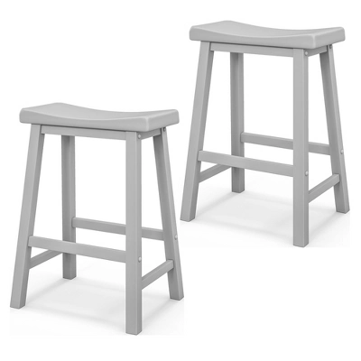 Costway Set Of 2 Saddle Bar Stools Counter Height Dining Chairs With Wooden Legs Black/Grey - Image 10