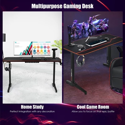 Costway 55'' Gaming Desk T-Shaped Computer Desk W/Full Desk Mouse Pad&Gaming Handle Rack - Image 5