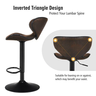 Costway Set Of 4 Adjustable Bar Stools Swivel Bar Chairs Pub Kitchen Retro Brown - Image 6