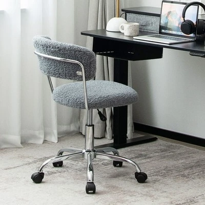 Costway Computer Desk Chair Adjustable Faux Fur Office Chair Swivel Vanity Chair - Image 3