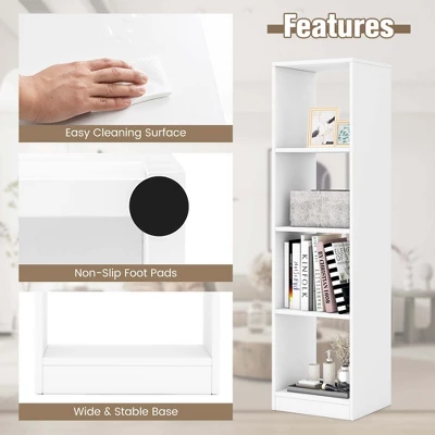 Costway 56'' Tall Bookcase, Freestanding Bookshelf With 4 Open Cubes - Image 4