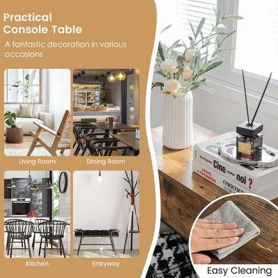 Costway Console Table Industrial Large Drawers Storage Shelf Narrow Entryway Hallway - Image 8