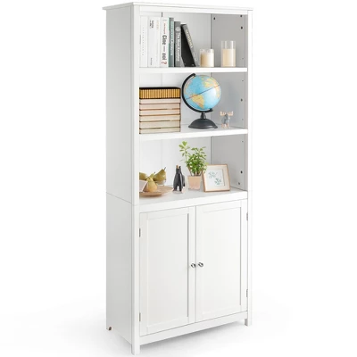 Costway Bookcase Shelving Storage Wooden Cabinet Unit Standing Display Bookcase W/Doors - Image 7