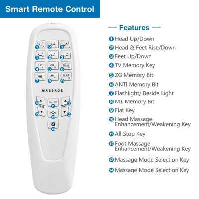 Costway Twin XL Size Adjustable Bed Base Electric Bed Frame W/ Massage Modes - Image 3