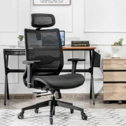 Costway Office Chair Adjustable Mesh Computer Chair With Sliding Seat & Lumbar Support