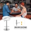 Costway Set Of 2 Bar Stools Adjustable PU Leather Barstools Swivel Pub Chairs White