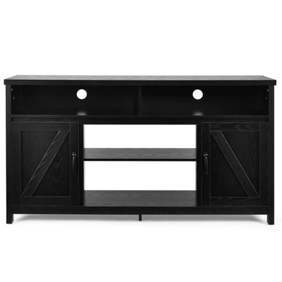 Costway 59'' TV Stand Media Center Console Cabinet W/ Barn Door For TV's 65'' NaturalBlackCoffee - Image 9