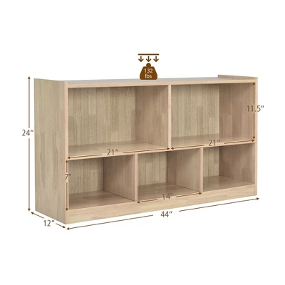 Costway Kids 5-Cube Storage Cabinet 2-Shelf Wood Bookcase Organizer Natural - Image 9