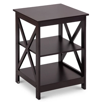 Costway 3-Tier Nightstand End Table Storage Display Shelf Living Room Furniture Espresso NEW - Image 3