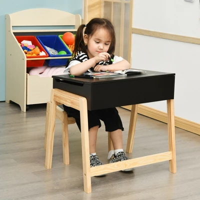 Costway Kids Table & Chair Set Wooden Activity Art Study Desk W/Storage Space - Image 2