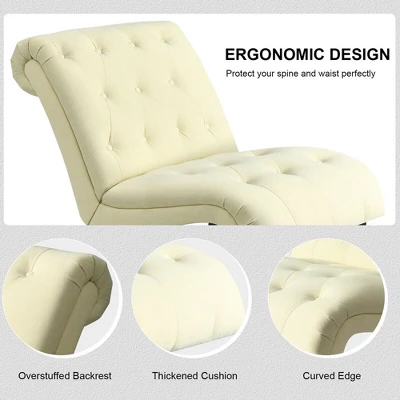 Costway Armless Accent Chair Upholstered Tufted Lounge Chair Wood Leg - Image 5