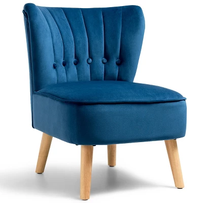 Costway Armless Accent Chair Tufted Velvet Leisure Chair Single Sofa Upholstered BlueGreenPink - Image 8
