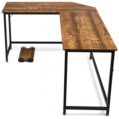 Costway L-Shaped Computer Desk Corner Workstation Study Gaming Table Home Office - Image 7