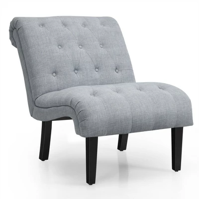 Costway Armless Accent Chair Upholstered Tufted Lounge Chair Wood Leg - Image 11