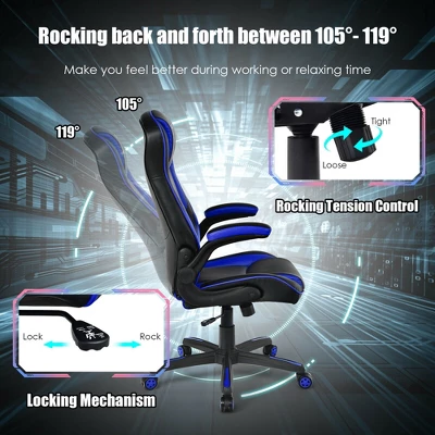 Costway Racing Style Office Chair Ergonomic Adjustable Computer Chair W/Flip-up Arm - Image 8
