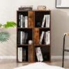 Costway 2 PCS 3-tier Wood Bookshelf Display Storage Rack For Small Spaces White/Rustic Brown