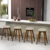 Costway Set Of 2 Swivel Bar Stools Upholstered Counter Height Chairs With Rubber Wood Legs