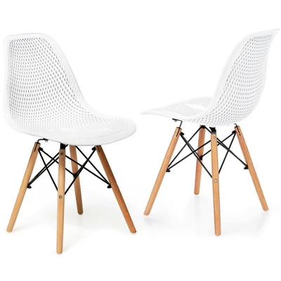 Costway 2PCS Modern DSW Dining Chair Office Home W/ Mesh Design Wooden Legs - Image 11