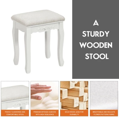 Costway Vanity Wood Makeup Dressing Table Stool 4 Drawers Black/White - Image 6