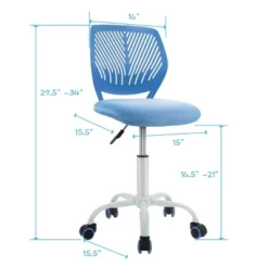 Costway Office Task Desk Armless Chair Adjustable Mid Back Swivel Study Chair RoseBlueTurquoisePurple