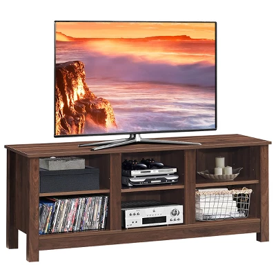 Costway TV Stand Cabinet For TV's Up To 60'' Entertainment Center W/Storage Shelves BlackBrown - Image 11