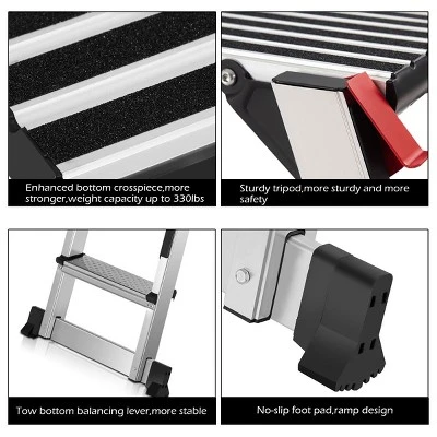 Costway 330lbs Aluminum Step Stool Folding Bench Work Platform Non-slip Drywall Ladder - Image 4
