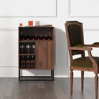 Costway Wine Storage Cabinet Buffet Sideboard With Adjustable Shelf & Sliding Door Kitchen - Image 2