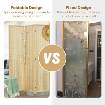 Costway 4 Panel Room Divider Screen Portable Folding 6 Ft Partition Screen - Image 7