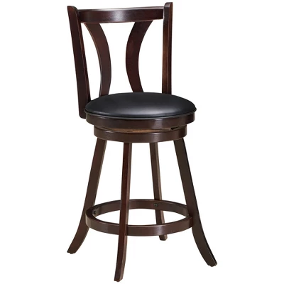 Costway Set Of 2 Swivel Bar Stool 24'' Counter Height Leather Padded Dining Kitchen Chair - Image 3