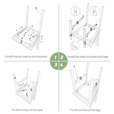 Costway Dining Chair Set Of 4 Modern Kitchen Wood Chairs W/ Solid Rubber Wood Structure - Image 8