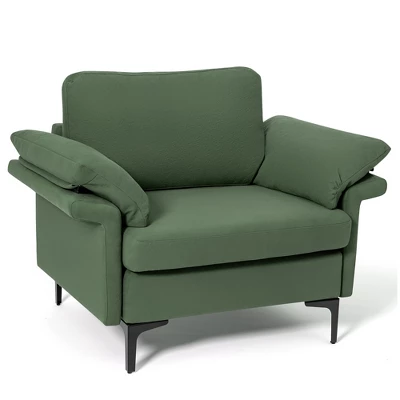 Costway Modern Fabric Accent Armchair Upholstered Single Sofa W/ Metal Legs Rust RedGreen - Image 10