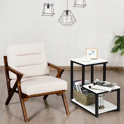 Costway 3-Tier End Table Sofa Side Table Night Stand W/ Shelf For Living Room White - Image 3