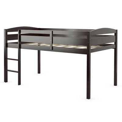 Costway Twin Low Loft Bunk Junior Bed Bedroom Wooden Guard Rail Ladder White/Espresso/Grey - Image 10