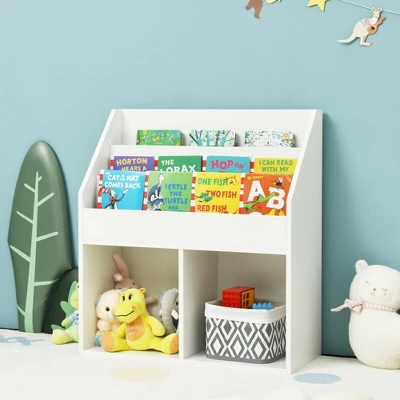 Costway Kids Wooden Bookshelf Bookcase Children Toy Storage Cabinet Organizer - Image 2