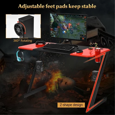 Costway 47 Inch Gaming Desk Z Shape Computer Desk W/ Storage For Cup Headphone Speaker - Image 7