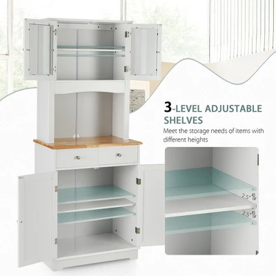Costway Buffet Hutch Kitchen Storage Cabinet W/ Microwave Stand Storage Shelves - Image 7