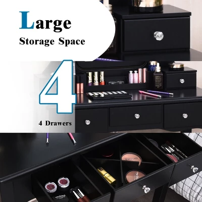 Costway Vanity Dressing Table Set W/Removable Box &10 Dimmable Bulbs Touch Switch - Image 6