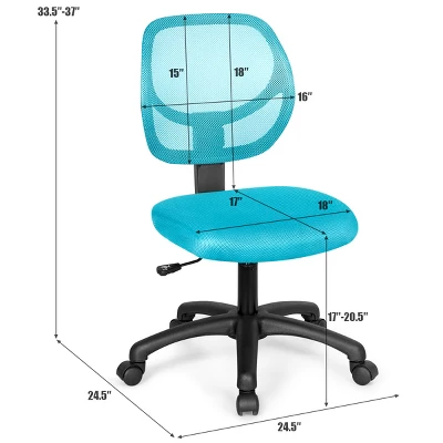 Costway Mesh Office Chair Low-Back Armless Computer Desk Chair Adjustable Height BluePinkPurple