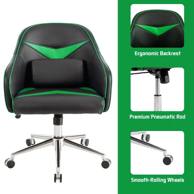 Costway Office Chair Task Desk Swivel Adjustable Height W/ Massage Lumbar Support BlueGreen - Image 9