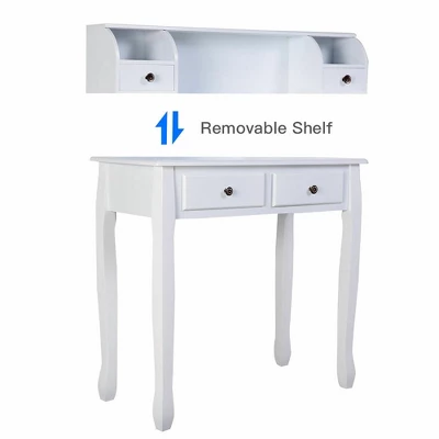 Costway Home Office Computer Desk Writing Desk With 4 Drawer White - Image 6