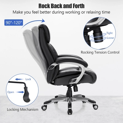 Costway 400LBS Big & Tall High Back Adjustable Swivel Leather Office Chair - Image 5