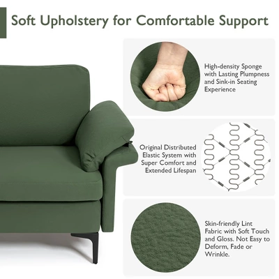 Costway Set Of 2 Upholstered Single Sofa Fabric Accent Armchair Metal Legs - Image 6