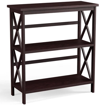 Costway 3-Tier Bookshelf Wooden Open Storage Bookcase For Home Office WhiteBlackCoffeeNatural - Image 11