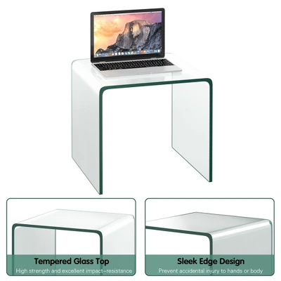 Costway Tempered Glass End Table Transparent Sofa Side Accent Table Living Room - Image 7