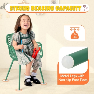 Costway 4 PCS Kids Chair Set Child-Size Chairs With Metal Legs Toddler Furniture Colorful - Image 6